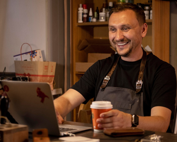 Happy business owner