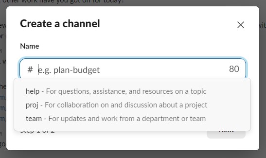 Creating New Slack Channel