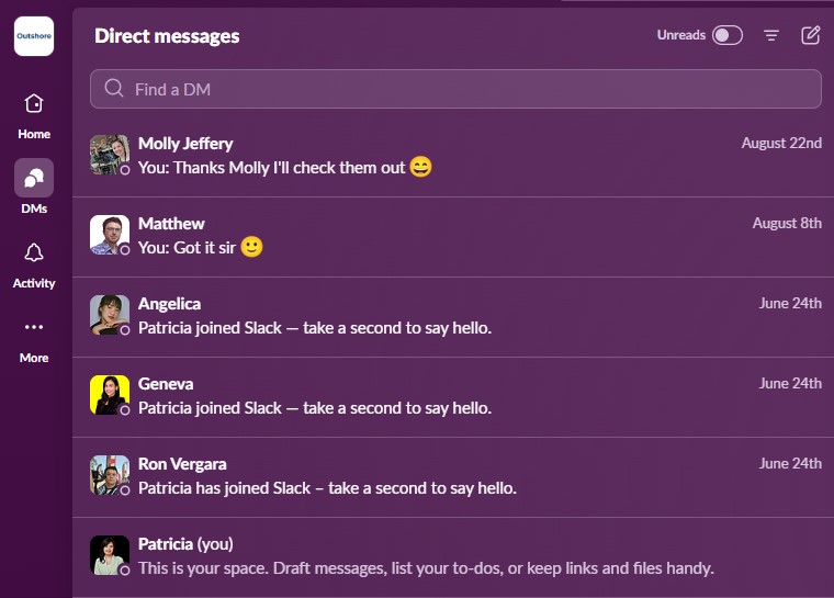 Slack Direct Messages